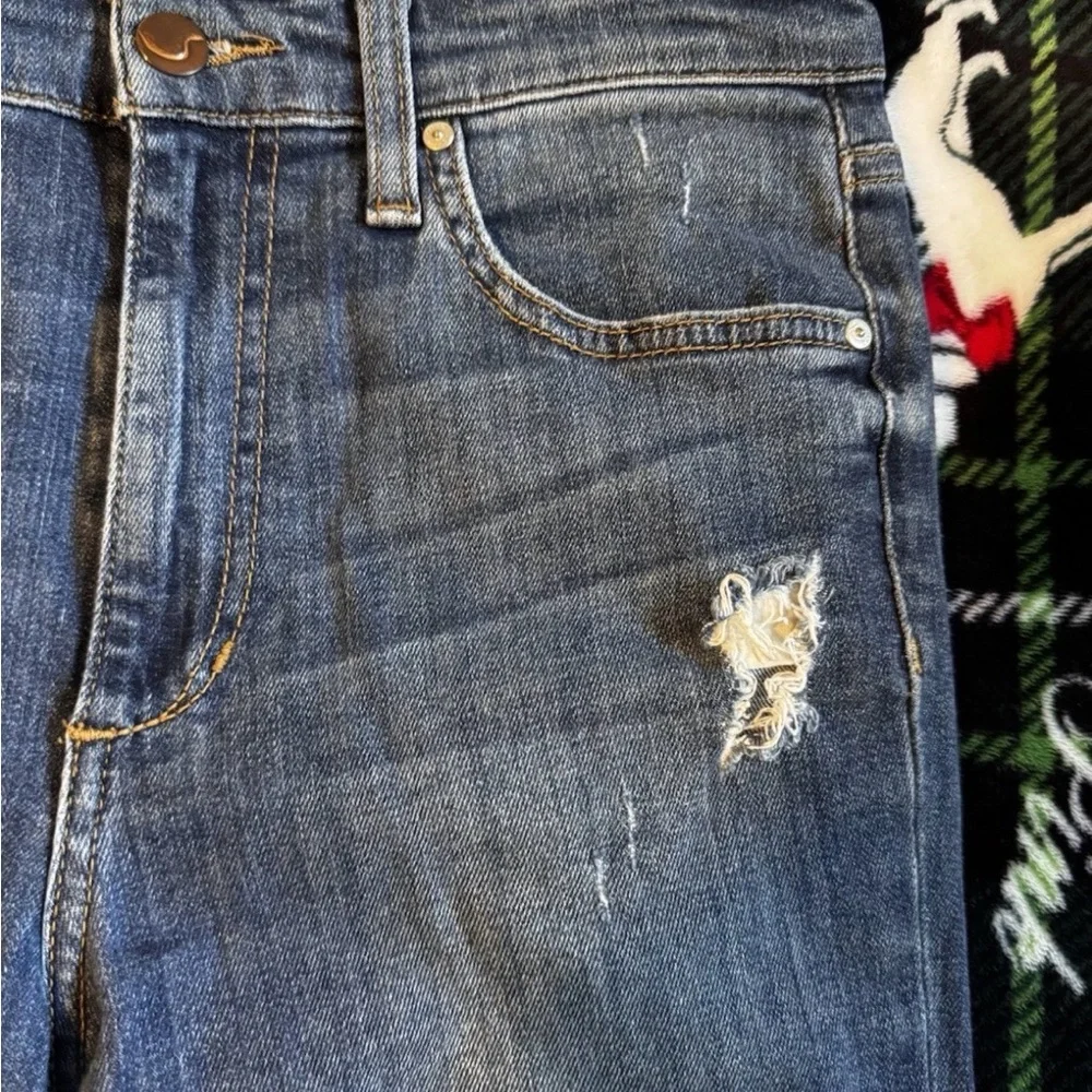 Joe's Women Jean 27 Blue Cotton Skinny High Rise Distressed Ankle Fit Denim